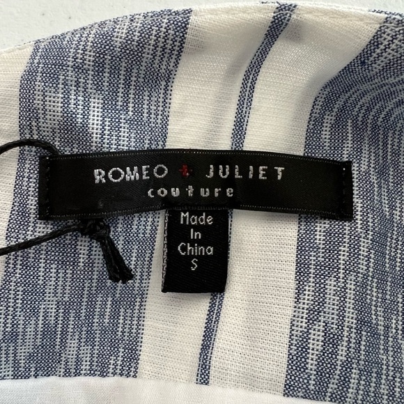 Romeo & Juliet Couture One Shoulder Ruffle Dress White Blue Striped Size S NWT - Picture 10 of 13
